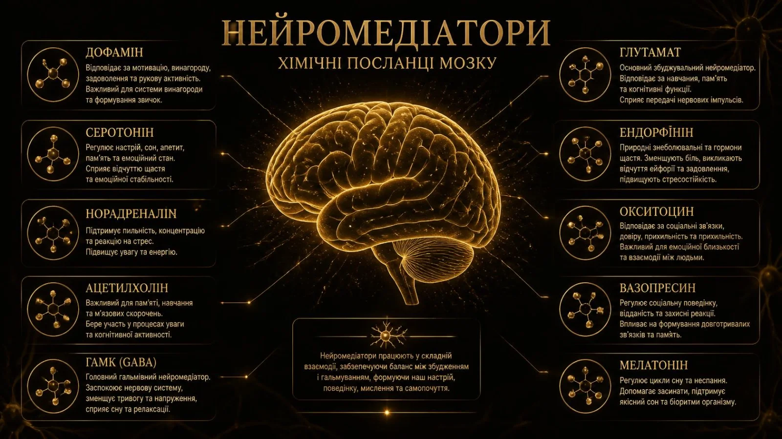 Медіатори, Мозок, Психіка, Когнітивні функції, Нейромедіатори